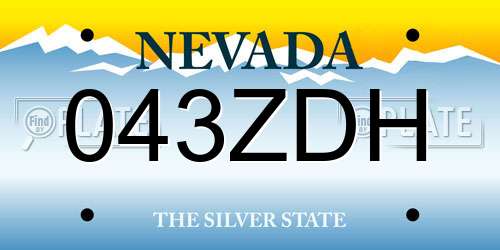 043ZDH Nevada License Plate