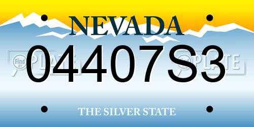 04407S3 Nevada License Plate