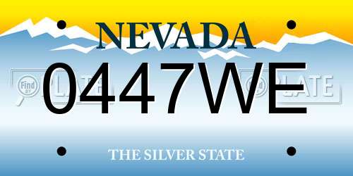 0447WE Nevada License Plate