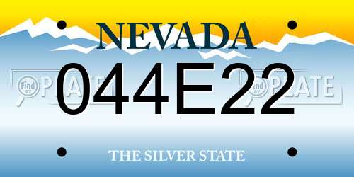 044E22 Nevada License Plate