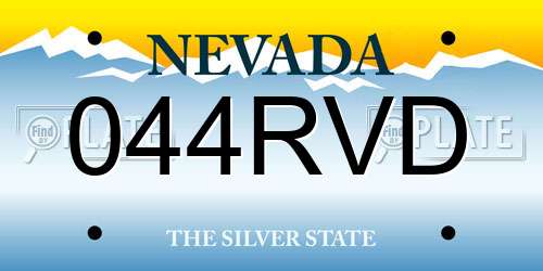 044RVD Nevada License Plate