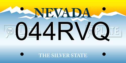044RVQ Nevada License Plate