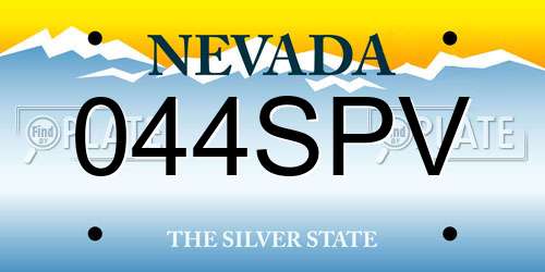 044SPV Nevada License Plate