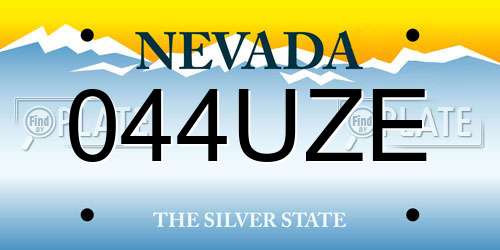 044UZE Nevada License Plate