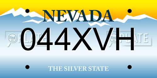 044XVH Nevada License Plate