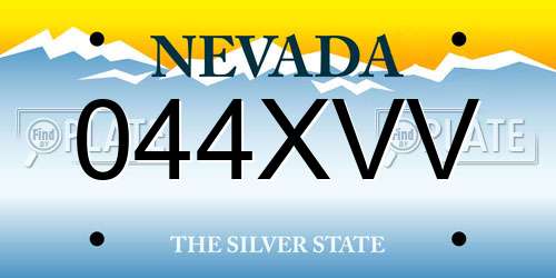 044XVV Nevada License Plate