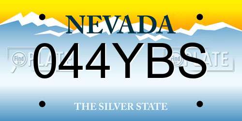 044YBS Nevada License Plate