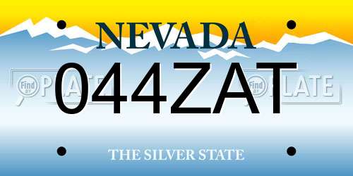 044ZAT Nevada License Plate