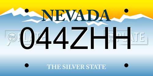 044ZHH Nevada License Plate