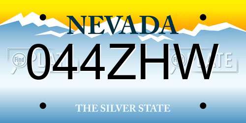 044ZHW Nevada License Plate
