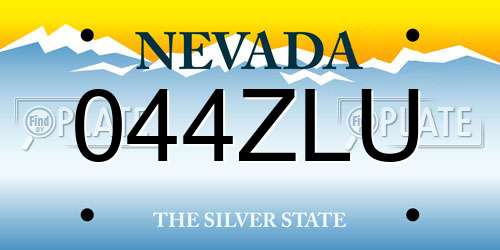 044ZLU Nevada License Plate