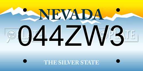044ZW3 Nevada License Plate