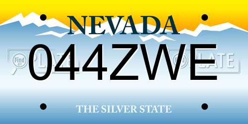 044ZWE Nevada License Plate