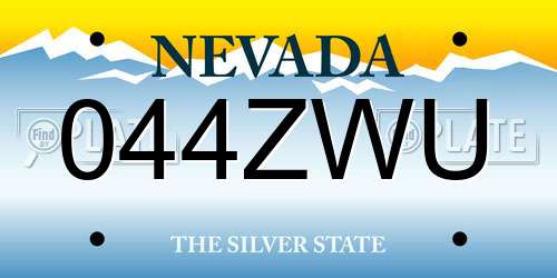 044ZWU Nevada License Plate