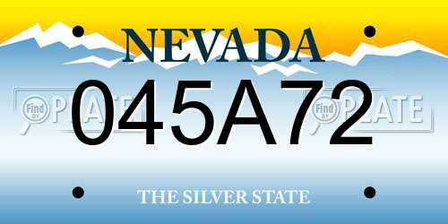 045A72 Nevada License Plate