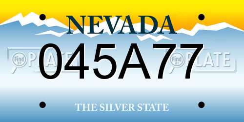 045A77 Nevada License Plate