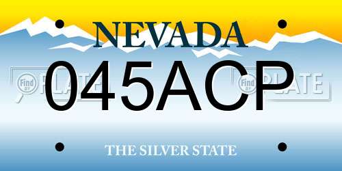 045ACP Nevada License Plate