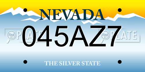 045AZ7 Nevada License Plate