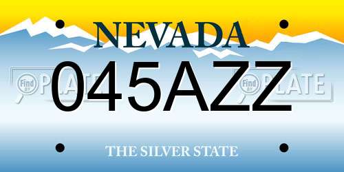 045AZZ Nevada License Plate