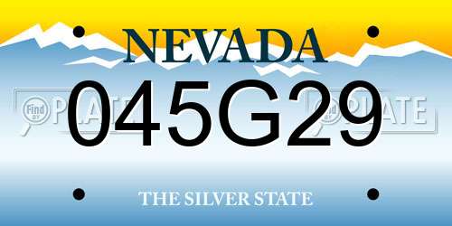 045G29 Nevada License Plate