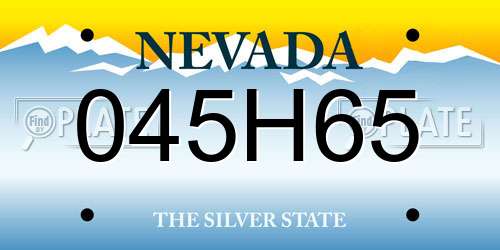 045H65 Nevada License Plate