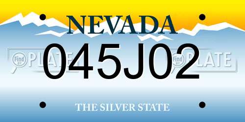 045J02 Nevada License Plate