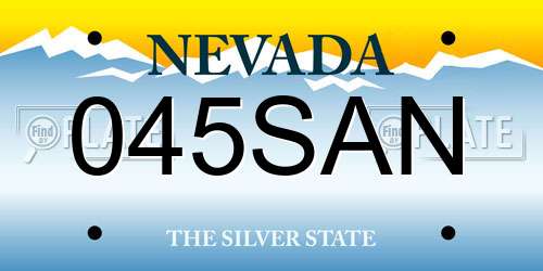 045SAN Nevada License Plate