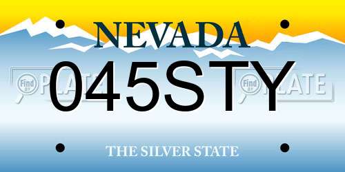 045STY Nevada License Plate