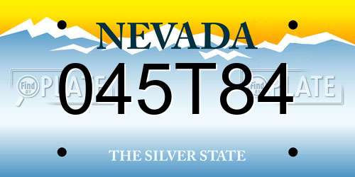 045T84 Nevada License Plate
