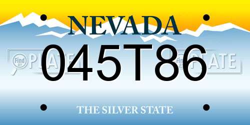 045T86 Nevada License Plate
