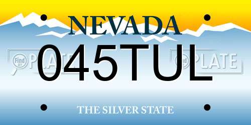 045TUL Nevada License Plate