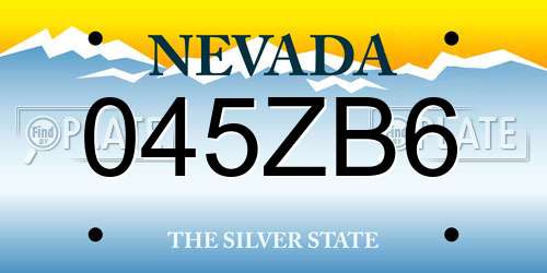 045ZB6 Nevada License Plate