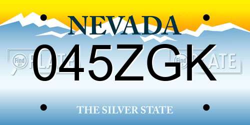 045ZGK Nevada License Plate