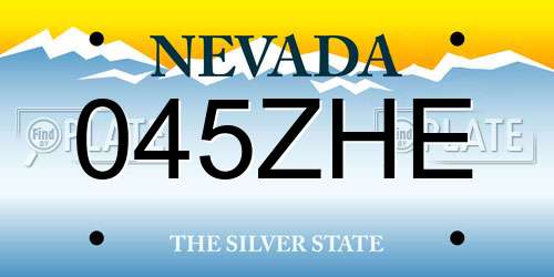 045ZHE Nevada License Plate