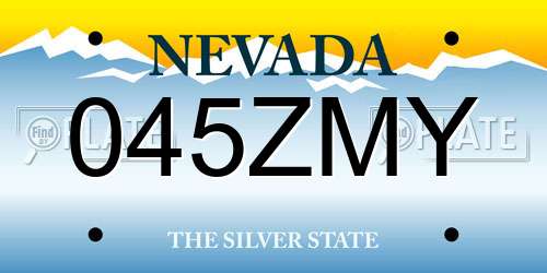 045ZMY Nevada License Plate