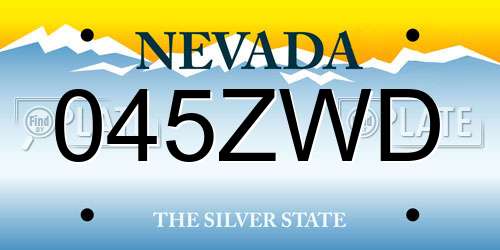 045ZWD Nevada License Plate