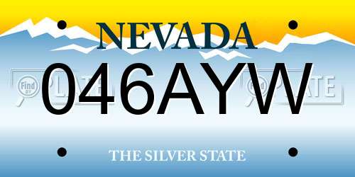 046AYW Nevada License Plate