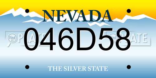 046D58 Nevada License Plate