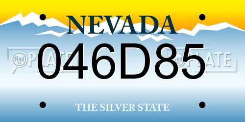 046D85 Nevada License Plate