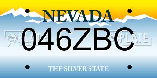 046ZBC Nevada License Plate