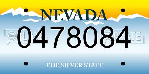 0478084 Nevada License Plate