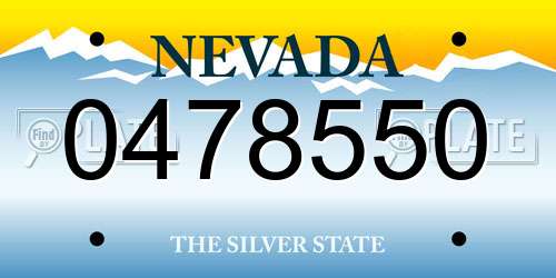 0478550 Nevada License Plate