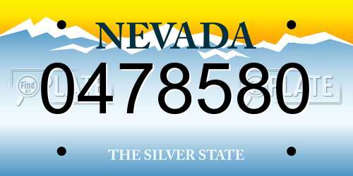 0478580 Nevada License Plate