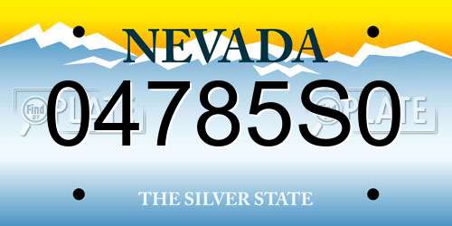04785S0 Nevada License Plate