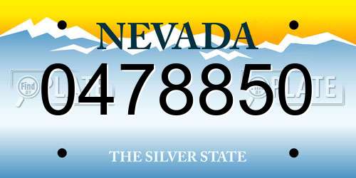 0478850 Nevada License Plate
