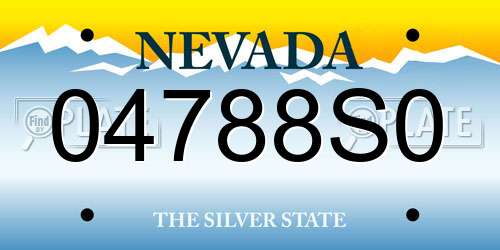 04788S0 Nevada License Plate