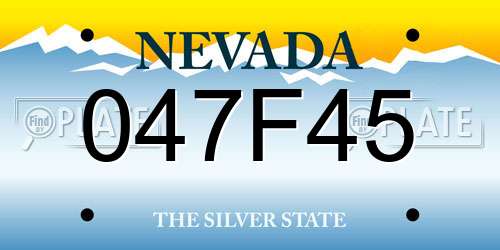 047F45 Nevada License Plate
