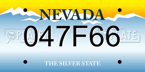 047F66 Nevada License Plate