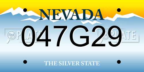 047G29 Nevada License Plate