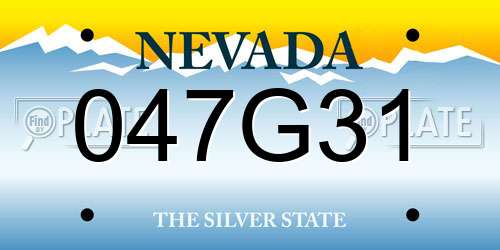 047G31 Nevada License Plate